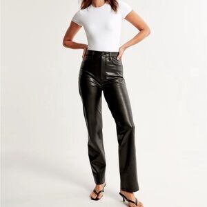 Abercrombie & Fitch 90’s Vegan Leather Straight Pant